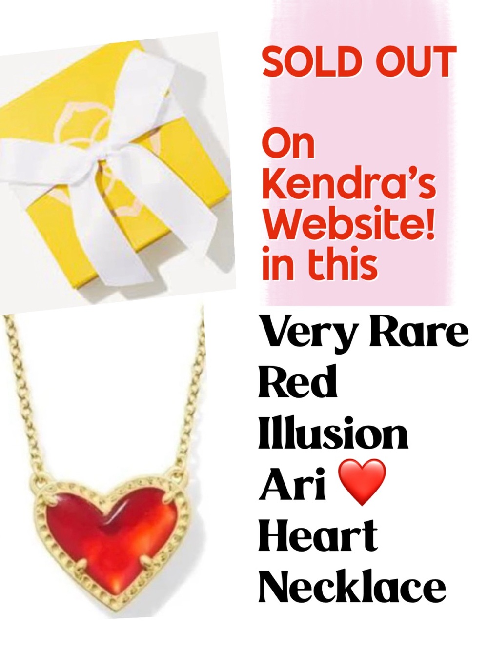 Kendra Scott, ARI HEART, NECKLACE, NWT!